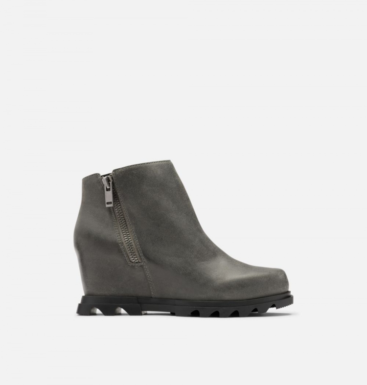 Sorel Women's Joan Of Arctic™ Wedge III Zip Bootie - Quarry, Black - Click Image to Close