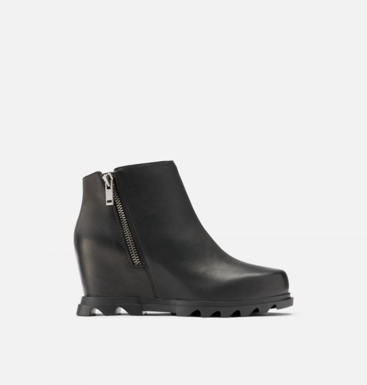 Sorel Women's Joan Of Arctic™ Wedge III Zip Wide Bootie - Black, Sea Salt - Click Image to Close