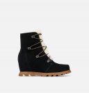 Sorel Women's Joan Of Arctic™ Wedge III Lace Cozy Bootie - Black, Sea Salt