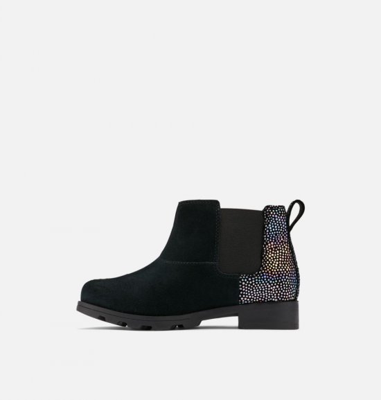 Sorel Youth Emelie™ Chelsea Bootie - Black, Sea Salt
