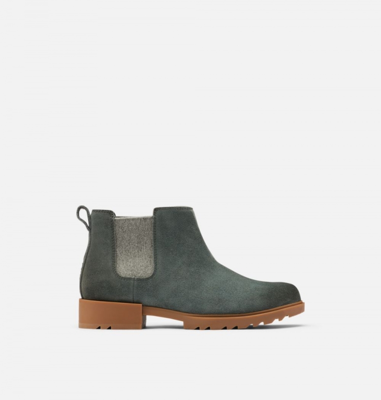 Sorel Women's Emelie™ II Chelsea Bootie - Dark Moss, Gum 10 - Click Image to Close