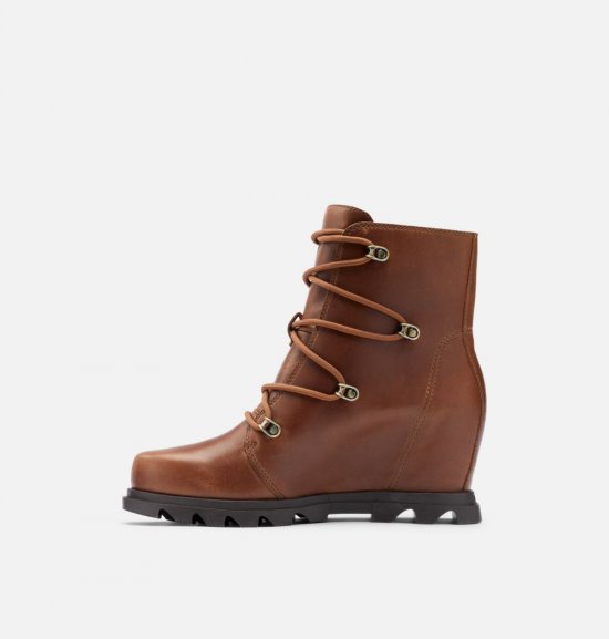 Sorel Women\'s Joan Of Arctic™ Wedge III Lace Bootie - Hazelnut Leather, Blackened Brown