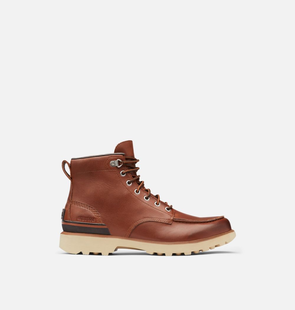 Sorel Men's Caribou™ Moc Boot - Dark Caramel, Oatmeal