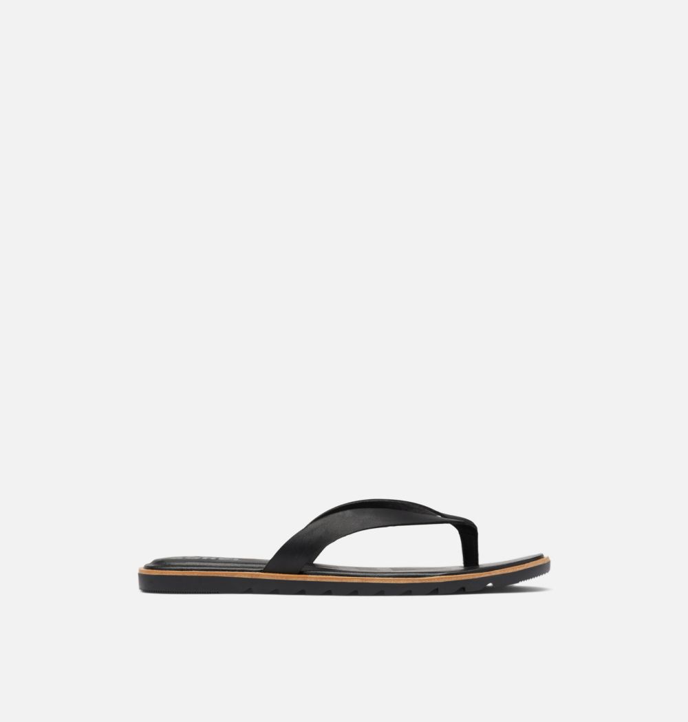 Sorel Womens Ella™ II Flip Sandal - Black, Sea Salt