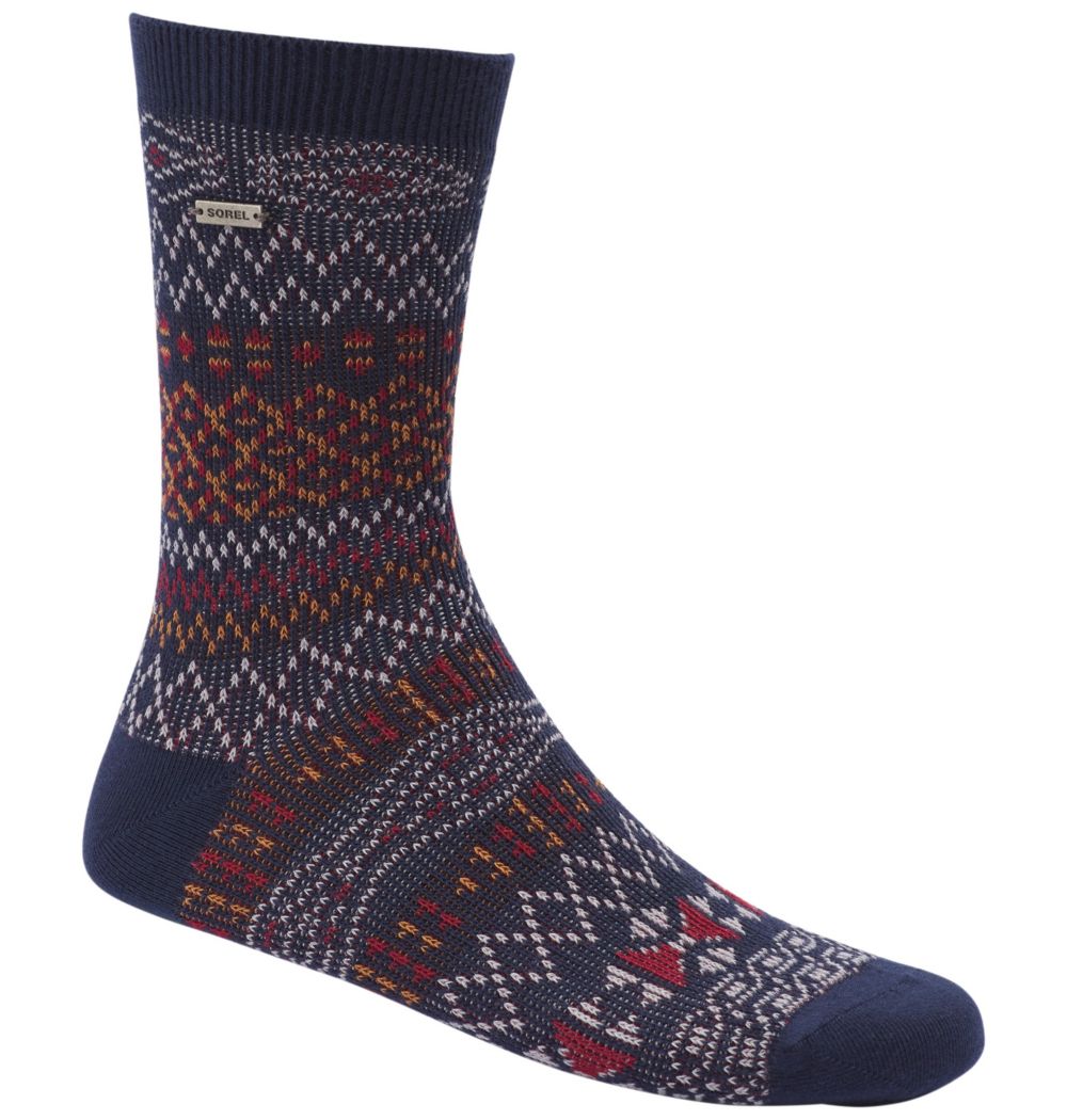 Sorel Women's Cotton Jacquard Pattern Crew Socks - Navy