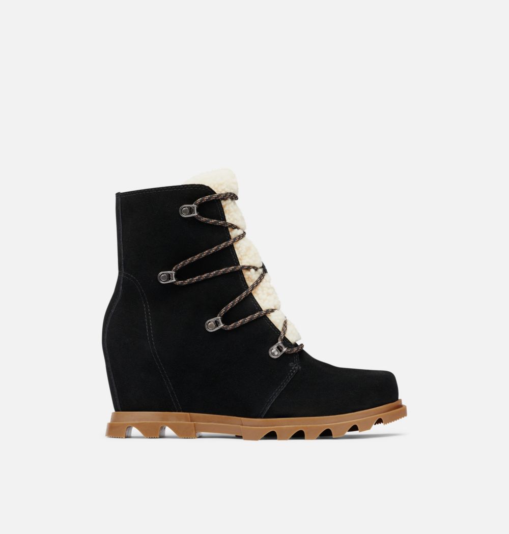 Sorel Women's Joan Of Arctic™ Wedge III Lace Cozy Bootie - Black, Sea Salt