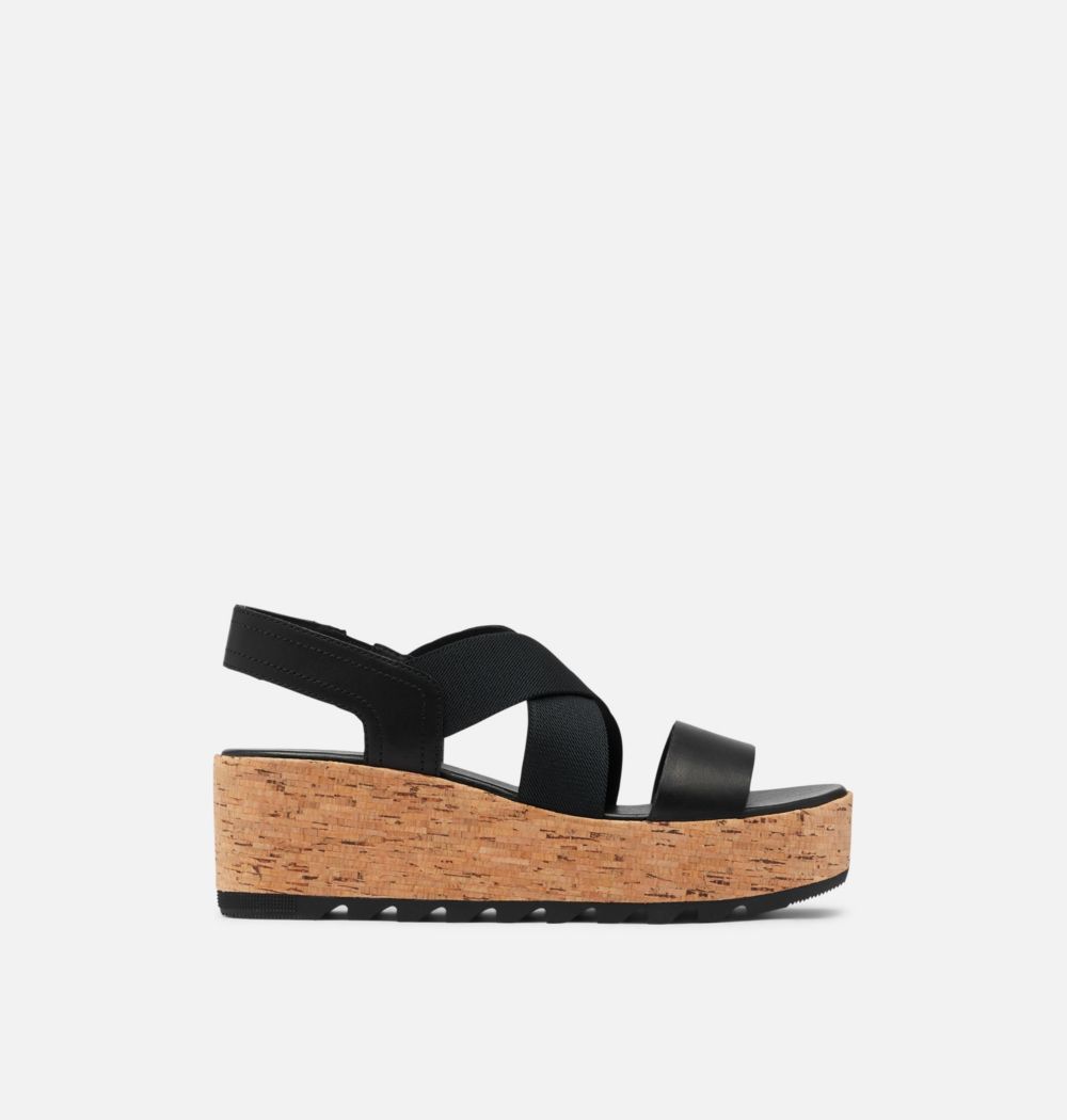 Sorel Women's Cameron™ Flatform Slingback Wedge Sandal - Black