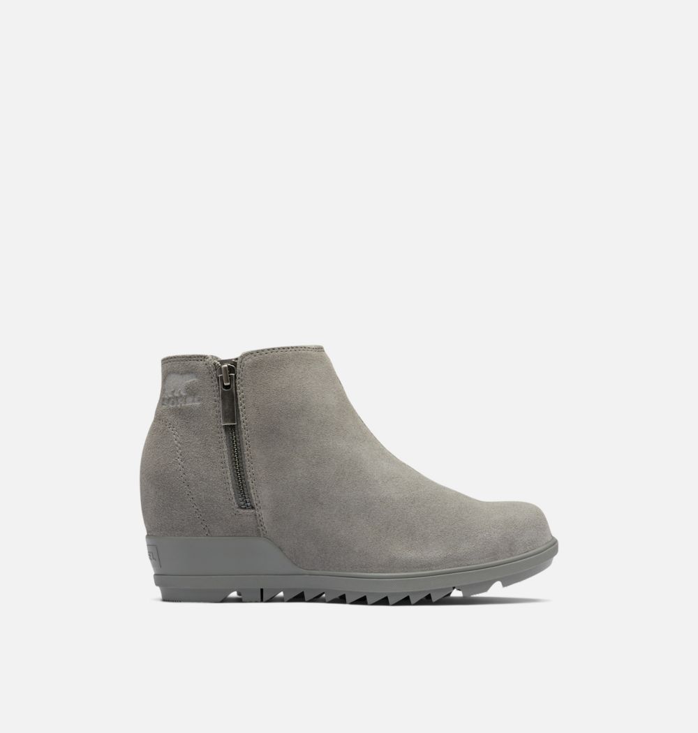 Sorel Women's Evie™ Zip Wedge Bootie - Quarry, Sea Salt