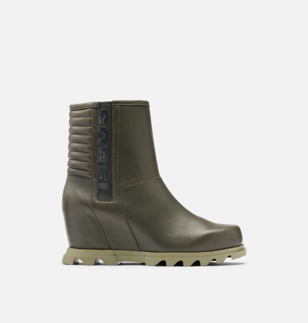 Sorel Women's Joan Of Arctic™ Wedge III Moto Bootie - Dark Moss, Black