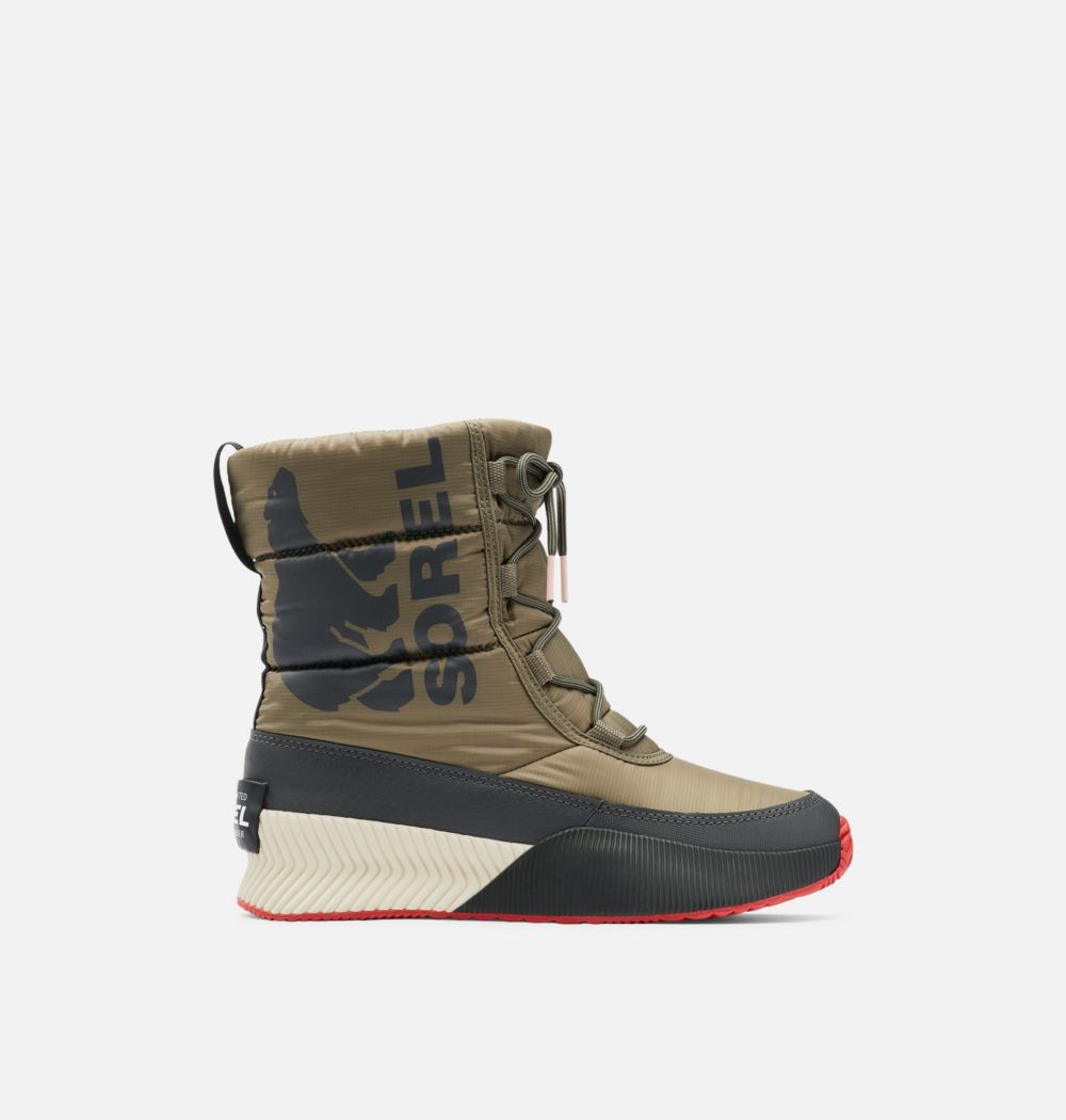 Sorel Women's Out 'N About™ III Puffy Lace Boot - Sage, Dark Moss